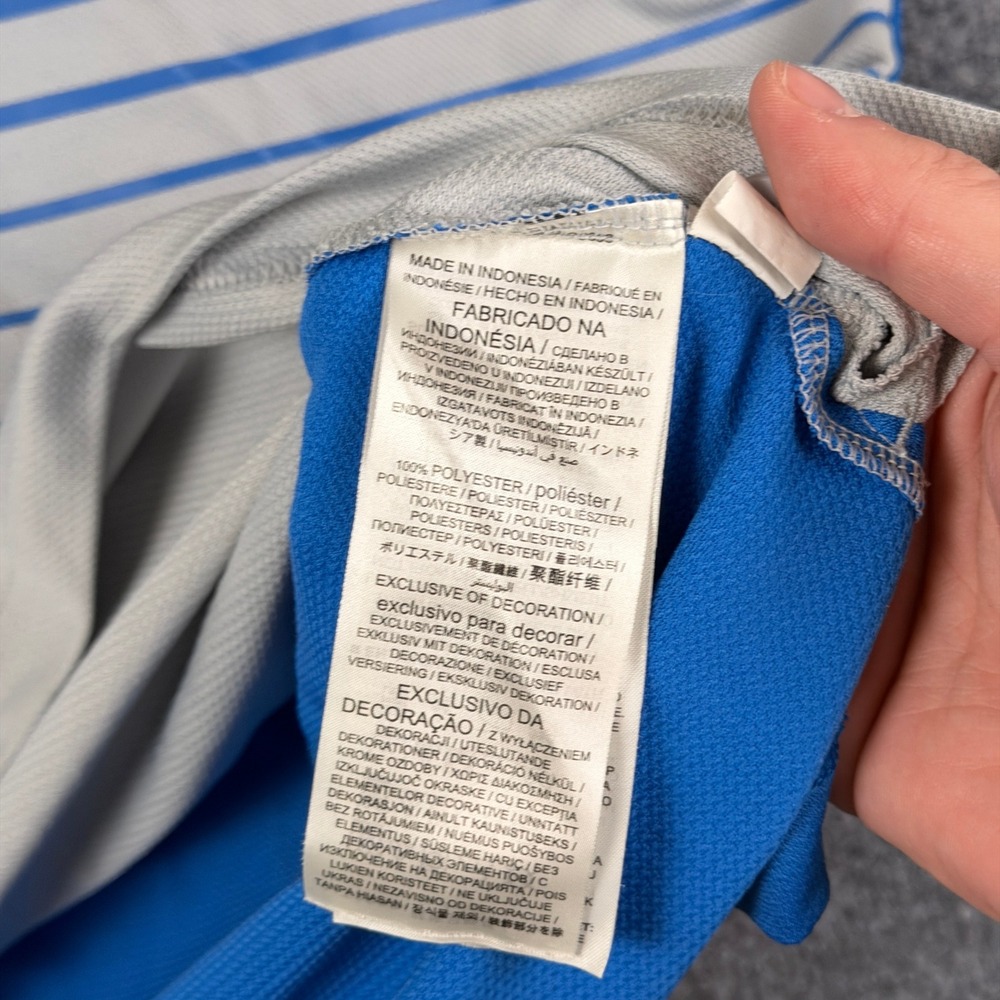 Nike Detroit Lions Polo Shirt Mens L Blue Gray Striped Dri Fit NFL Football - Picture 5 of 11